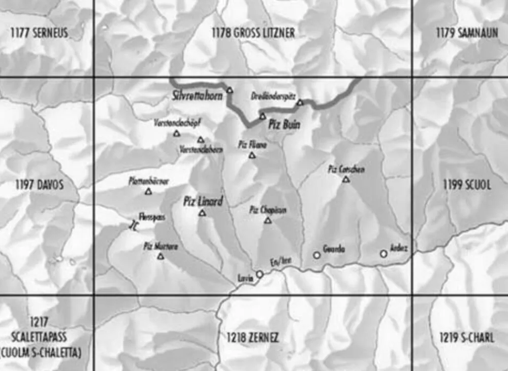 Bundesamt - Swisstopo Topografische kaart 1198 Silvretta