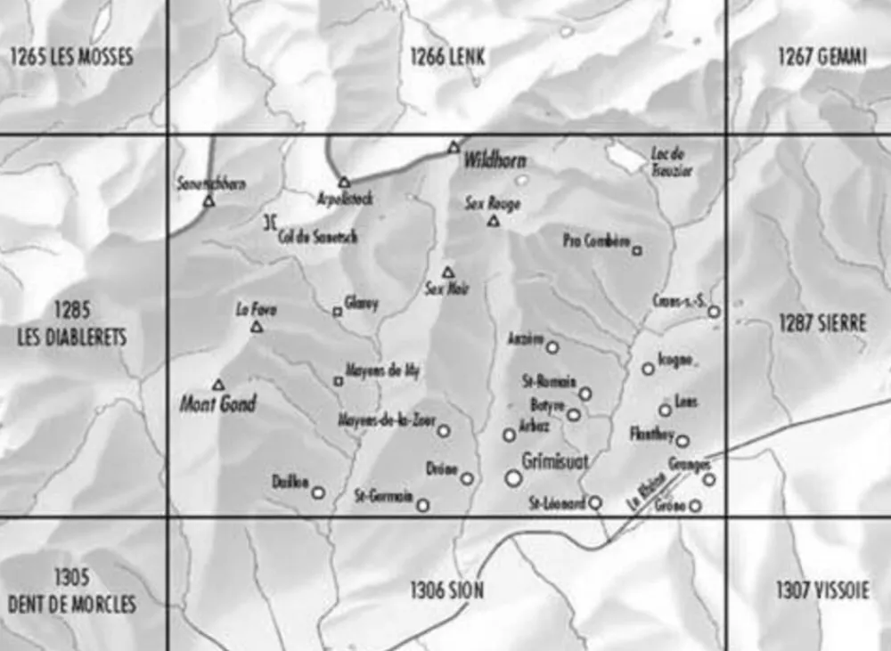 Bundesamt - Swisstopo Topografische kaart 1286 St-Leonard
