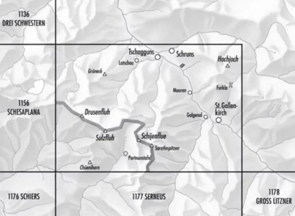 Bundesamt - Swisstopo Topografische kaart 1157 Sulzfluh