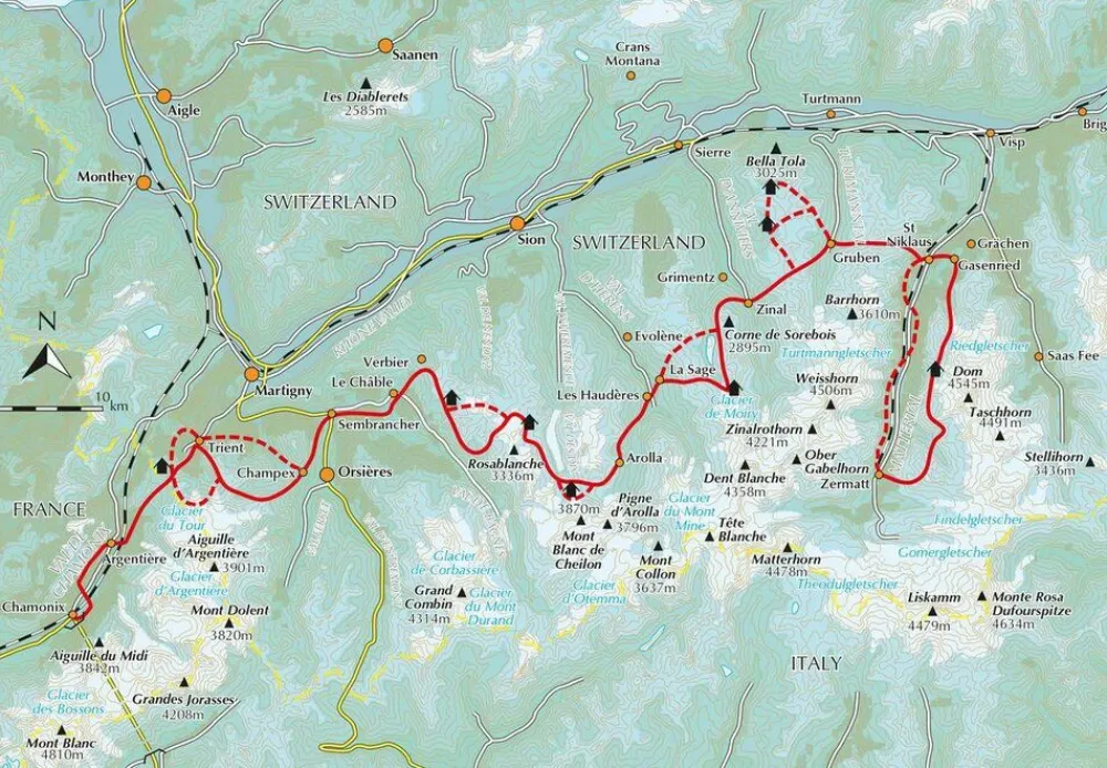 Cicerone Wandelgids Trekking Chamonix to Zermatt