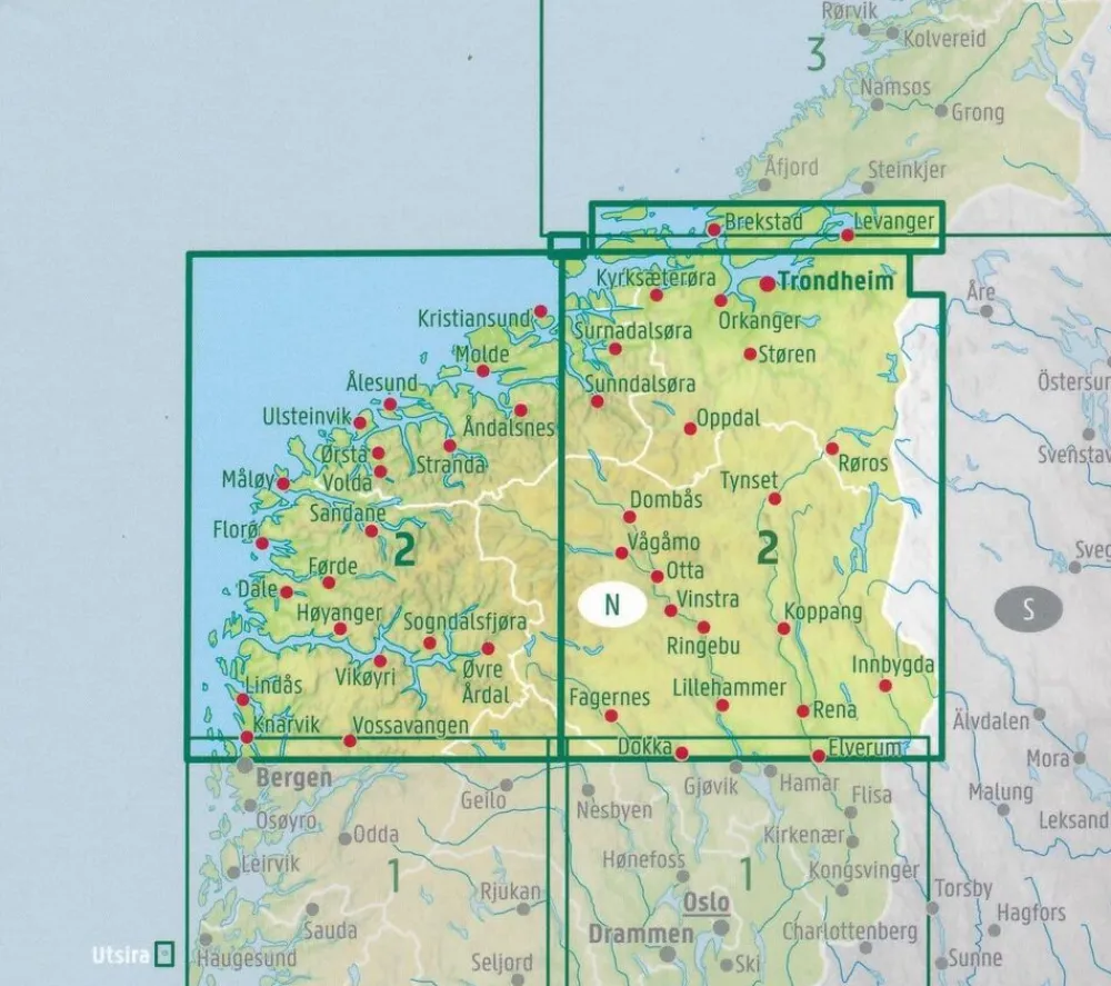 Freytag & Berndt Wegenkaart Noorwegen Midden 2 Trondheim
