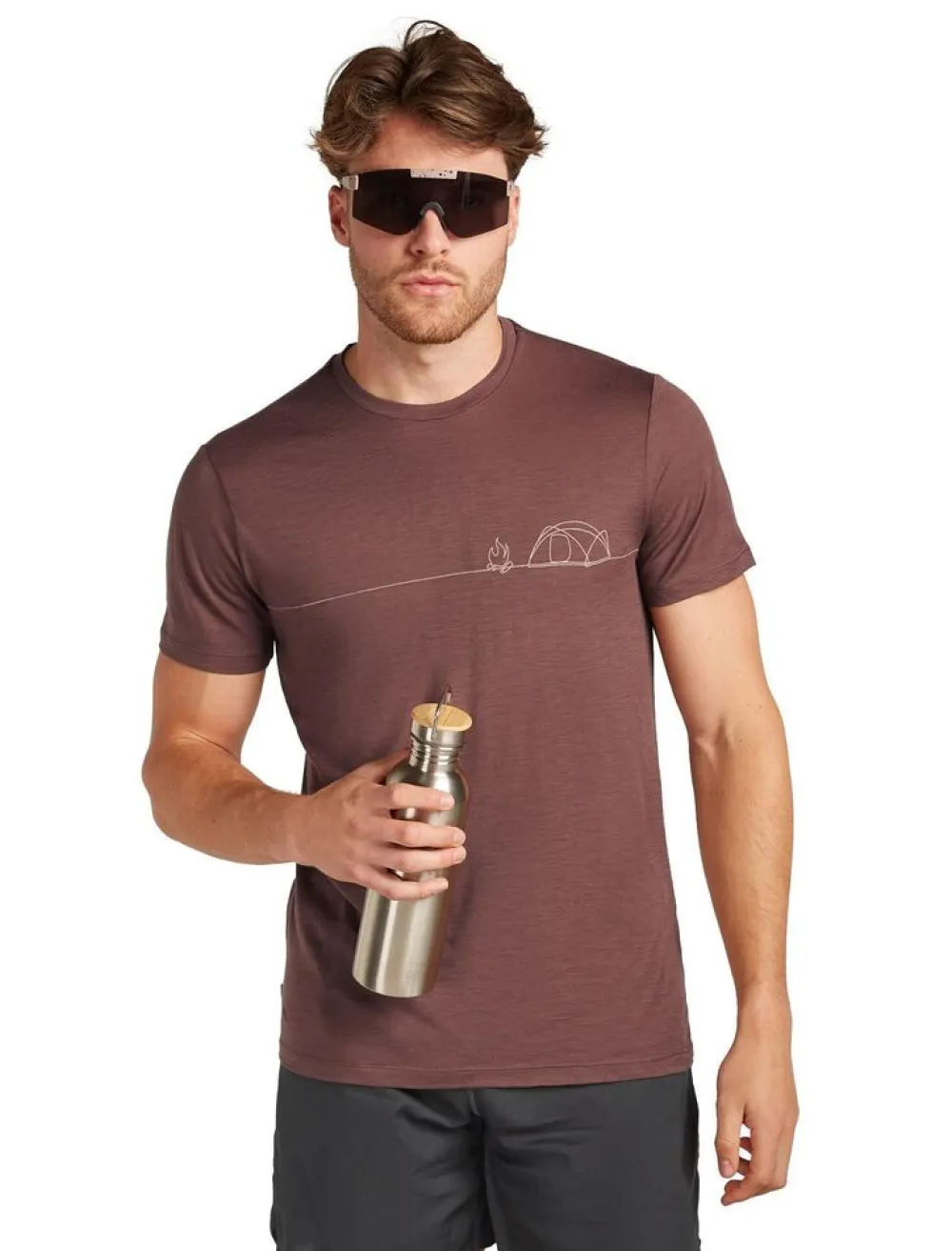 Heren Icebreaker M Merino 150 Tech Lite ss Tee Single Line Camp
