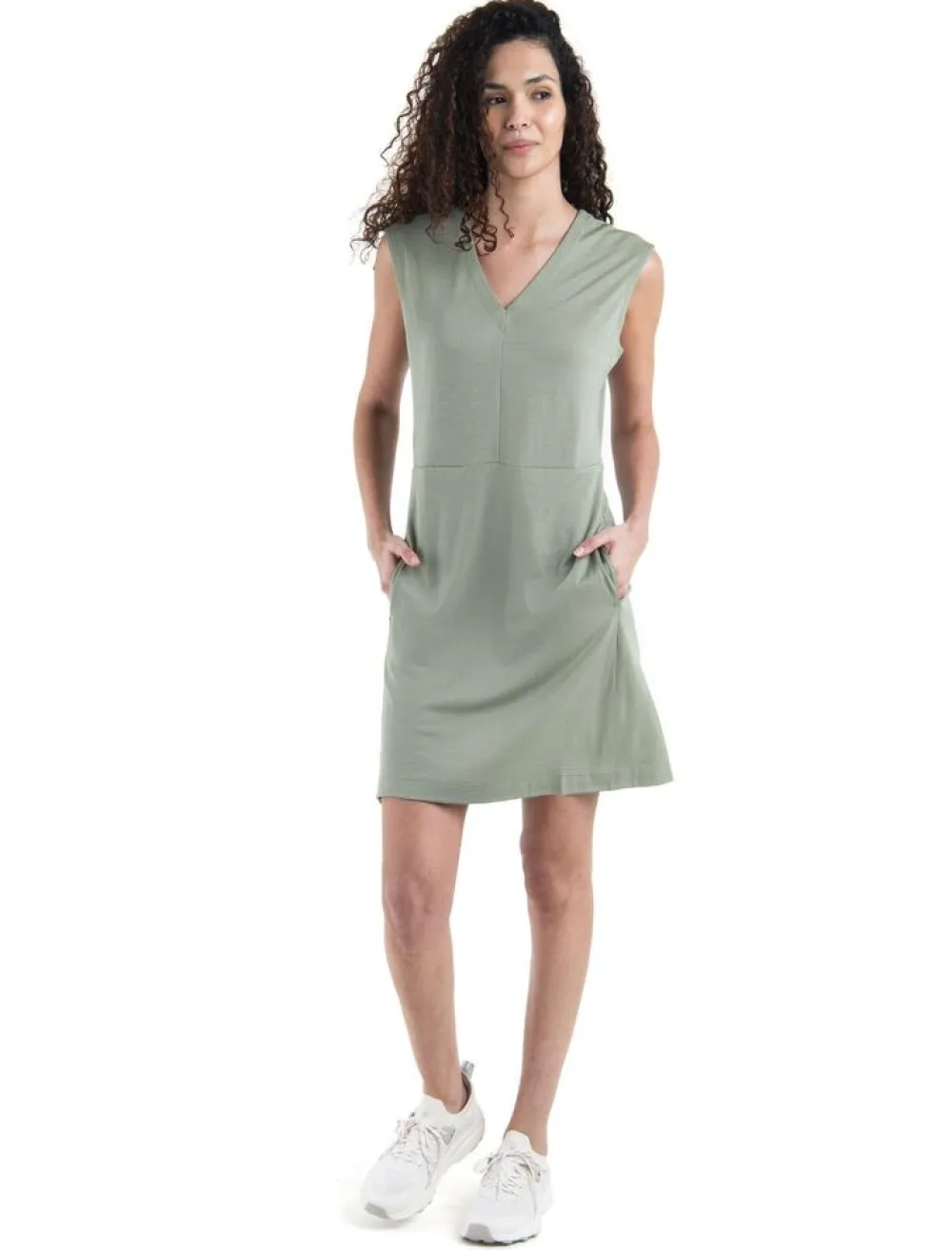 DAMES Icebreaker W Merino 200 Granary Sleeveless V Neck Dress