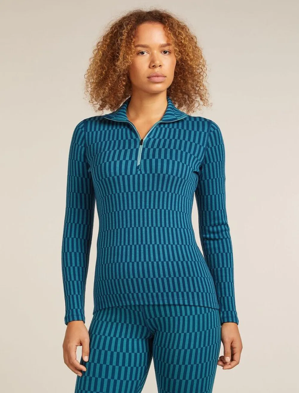 DAMES Icebreaker W Merino 260 Tech Vertex LS Half Zip Snow Grid AO