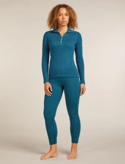 DAMES Icebreaker W Merino 260 Tech Vertex LS Half Zip Snow Grid AO