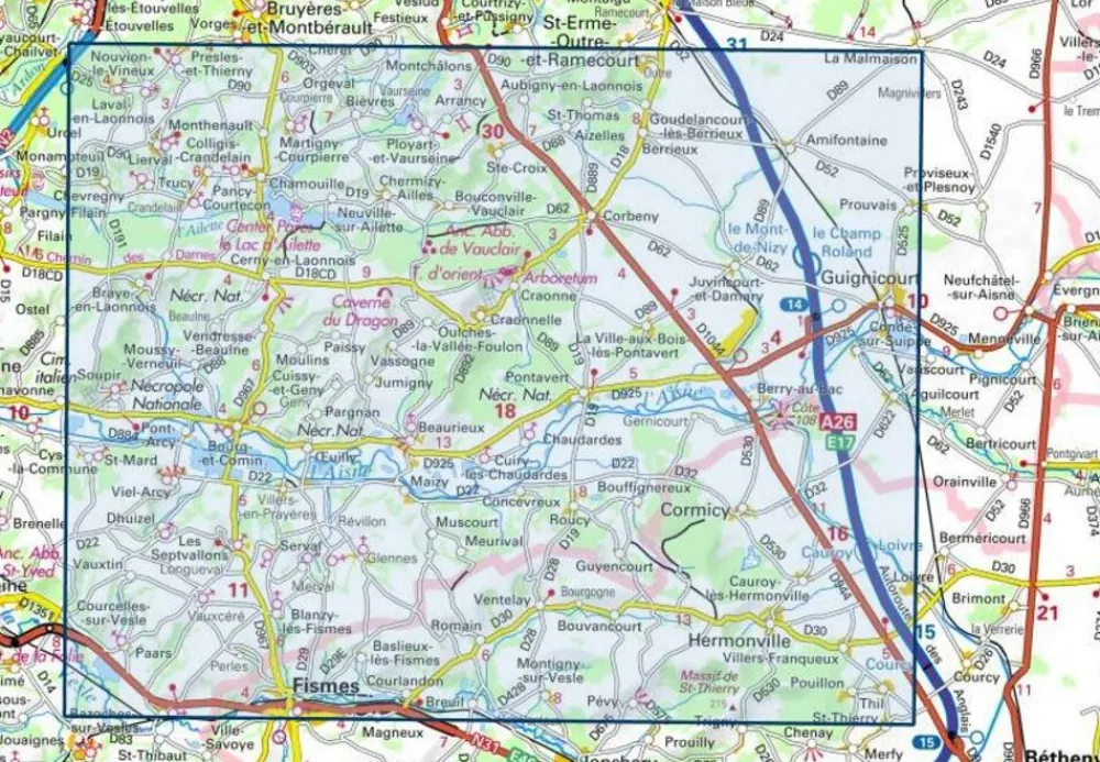 IGN Wandelkaart Craonne/Beaurieux 2711 SB 1:25.000