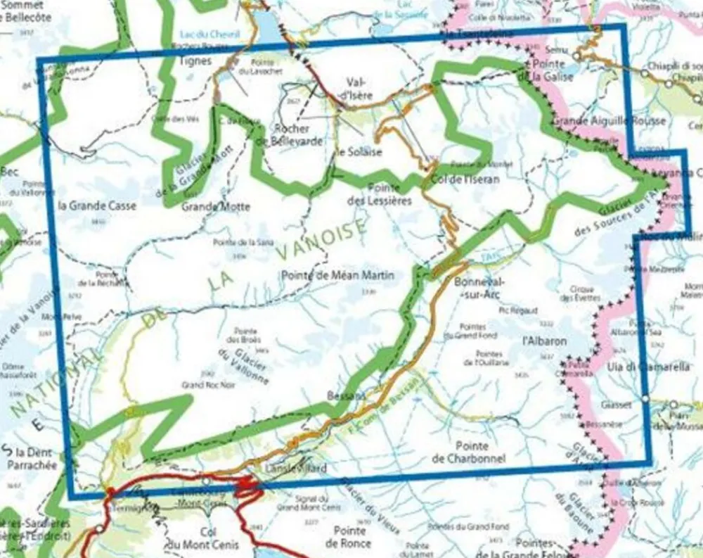 IGN Wandelkaart 3633et Tes Val-d'Isère