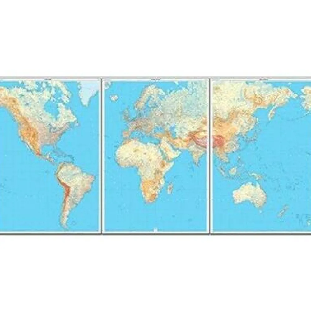 IGN Wandkaart De Wereld 3 bladen