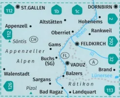 Kompass Wandelkaart 21 Liechtenstein, Feldkirch