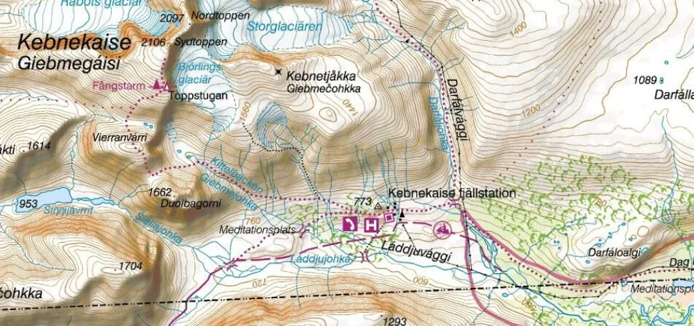 Lantmäteriet Fjallkarta Wandelkaart BD8 Kebnekaise Saltoluokta 1:100.000