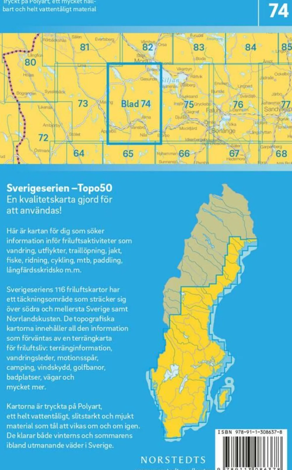 Norstedts Zweden Topografische wandelkaart 74 Vansbro