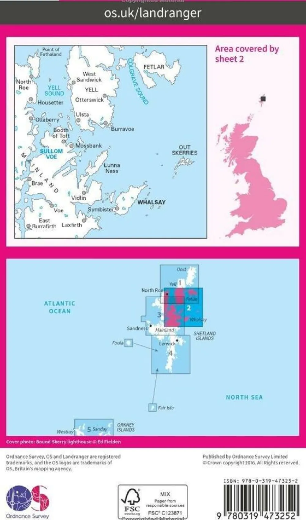 Ordnance Survey Wandelkaart 002 Shetland